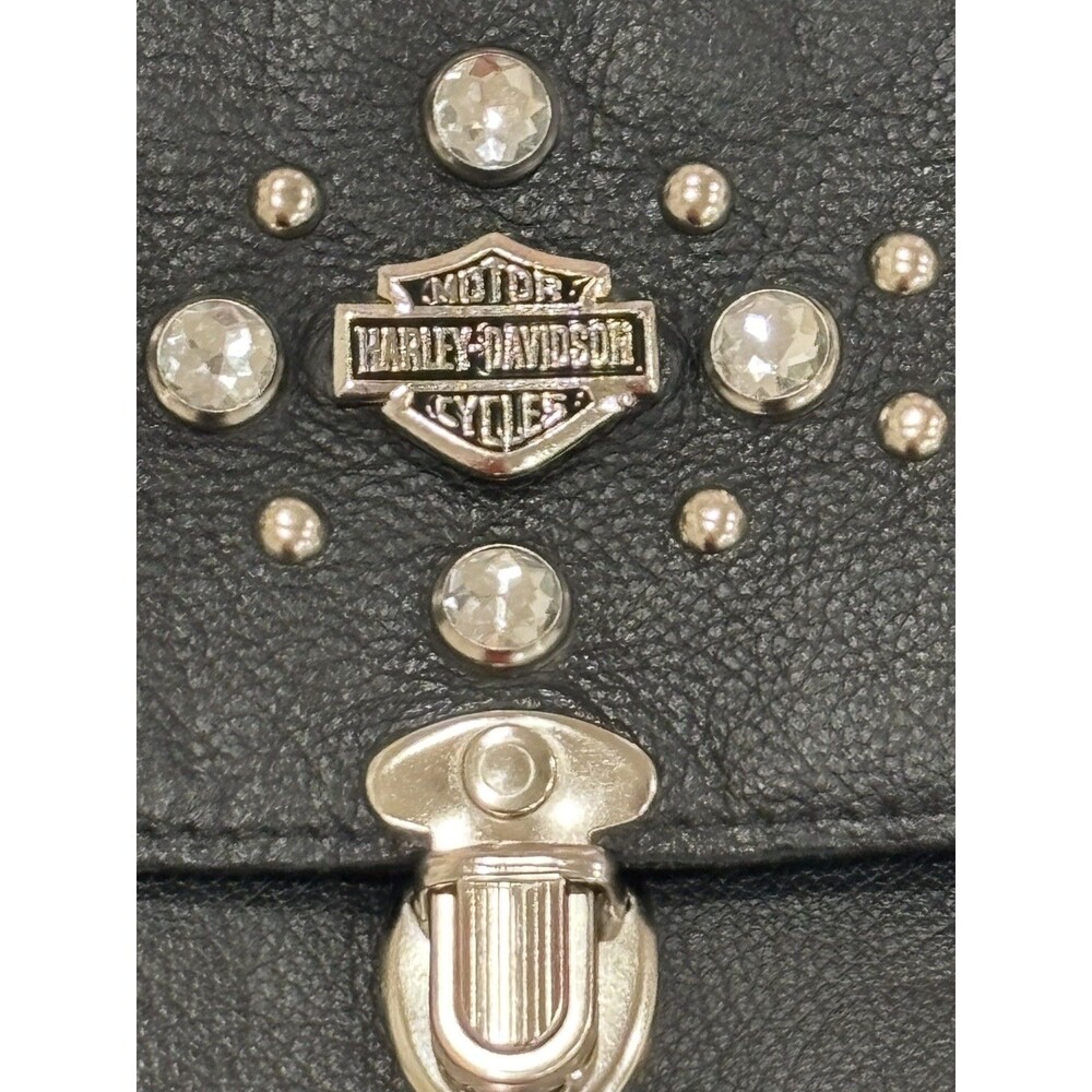 Harley-Davidson Studded Black Leather Clip Belt Bag Fanny Pack Purse - Picture 7 of 9